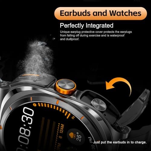Smartwatch with Earbuds(Answer&Make Calls) IP67 Water Resistant Watch(2 Straps), Sports Watches 100+ Sports Modes (Cycling/Fitness/Hiking), DIY Watch Faces for Men Dad Husband