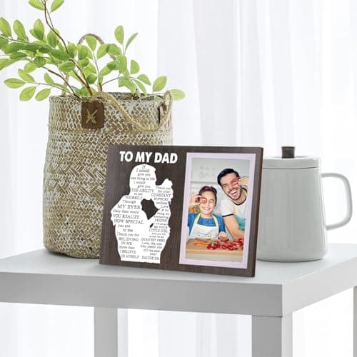 Cool Dad Gifts Ideas from Daughter, To Thank You Dad Birthday Gift Wooden Picture Frame for Dad's Christmas Thanksgiving Retirement Fathers Day Tabletop Wall Decor, Meaningful Appreciation Present
