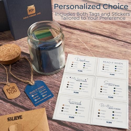 BLIEVE BLIEVE- Bible Verse Jar, Read Me When Bible Verses Jar For Daily Encouragement, Inspirational Prayer & Reflection, Christian Gifts For Women and Men, Religious Graduation Gifts (Men)