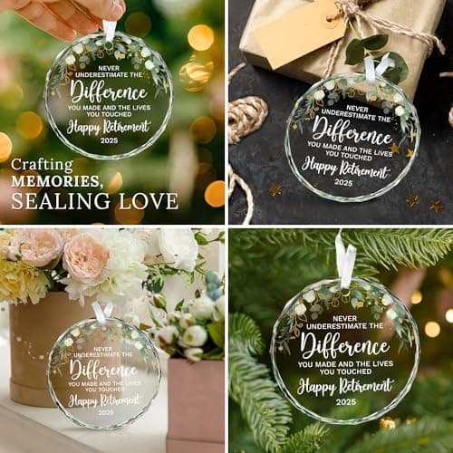 HEXMOZ Retirement Gifts - Retirement Gifts for Women, Men 2025 - Retired Ornament 2025 - Retired Gift for Coworker, Boss, Employee, Teacher, Nurse, Woman, Man - Glass Christmas Ornament Keepsake