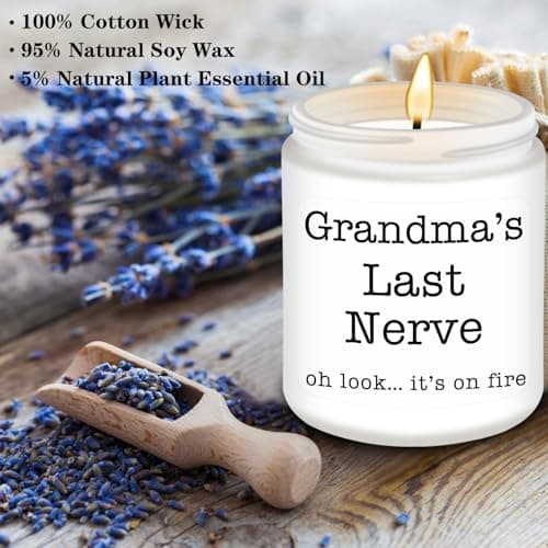 Homsolver Gifts for Grandma from Granddaughter Grandson, Christmas, Birthday, Mother and Grandparents Day, Lavender Scented Candles, Grandma’s Last Nerve