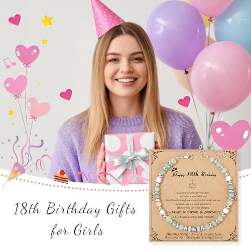JoycuFF 𝗕𝗶𝗿𝘁𝗵𝗱𝗮𝘆 𝗚𝗶𝗳𝘁𝘀 𝗳𝗼𝗿 𝗪𝗼𝗺𝗲𝗻 𝗠𝗼𝗼𝗻𝘀𝘁𝗼𝗻𝗲 𝗕𝗿𝗮𝗰𝗲𝗹𝗲𝘁𝘀, 6 7 8 9 10 11 Year Old 13th 16th 18th 21st 30th 40th 50th 60th Birthday Gifts Amazonite Moonstone Bracelet