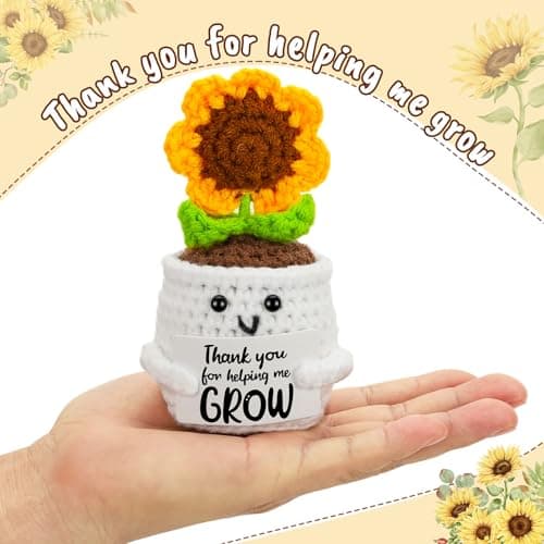 MBL Sunflower Christmas for Women Teacher - Thank You Appreciation Emotional Inspirational Support Crochet Sunflowers Gifts for Men Coworker Boss Lady Friend Thanksgiving Retirement Stocking Stuffers