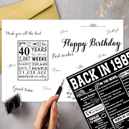 Asmallgf Jumbo 40th Birthday Gift Card with Envelope, Funny Turning 40 Bday Decorations for Mom Dad, Unique Forty Years Old Birthday Gift Idea for Women Men