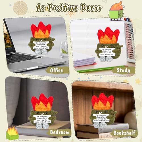 Funny Dumpster Crochet Fire, Bosses Day Gifts for Women Men Boss, Christmas Thank You Appreciation Gifts for Coworker Teacher Friend, Birthday Retirement Farewell Moving Going Away Gift Desk Decor