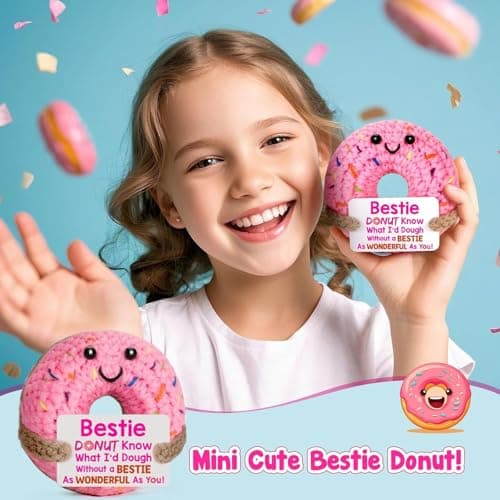 Bestie Gifts for Women Friend - Funny Cute Cool Handmade Knitted Donut for Female Woman Besties Best Friends BFF Soul Sister Coworker Friendship Birthday