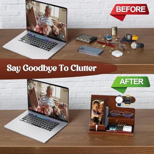 Grandpa Gifts, Fathers Day Grandpa Gifts, Wood Phone Docking Station, Fathers Day Birthday Christmas Stocking Stuffers from Grandkids, Nightstand Organizer