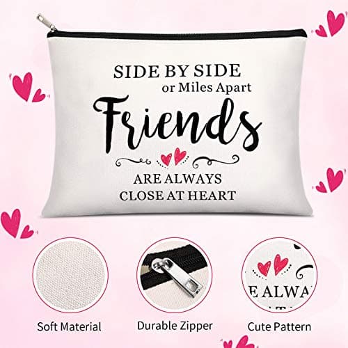 Weewooday 5 Pcs Friend Gifts Cosmetic Bags Friendship Makeup Bags for Women Party Favors, Long Distance Friendship, Side by Side Friends Gift, Girls Weekend Gifts for Birthday Teacher