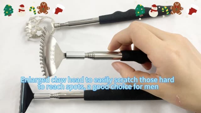 3 Pack Different Back Scratcher Metal Portable Telescoping with Rubber Handles, Extendable Back Massager Tool with Beautiful Box, Stocking Stuffers for Men Women Kids Adults (Black)