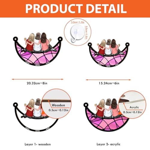 Macorner Personalized Window Hanging Suncatcher Ornament Friendship Gifts for Women, Birthday Gifts for Women Friendship, Best Friend Birthday Gifts, Bestie Gifts for Women Friend Sitting On The Moon