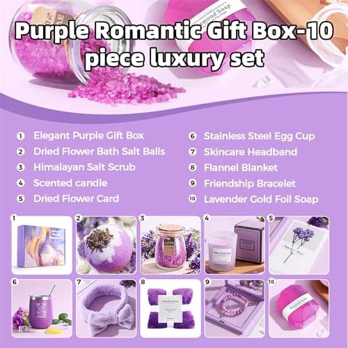 Birthday Gifts for Women, Self Care Gifts Get Well Soon Gifts,Lavender Spa Flannel Blanket Gift Set, Gift For Female Friend, Mom, Wife, Girlfriend, Sister, Teacher's Day Gift Her Birthday Gift