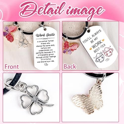 Coworker Leaving Gifts for Women - Funny Friendship Thank You Work Bestie Keychain Present for Friend Colleague Christmas