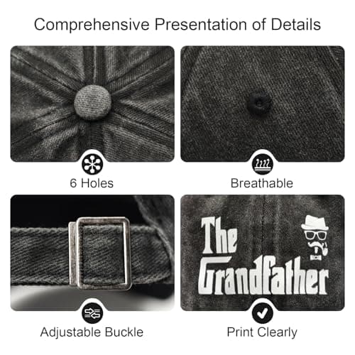 Gifts for Grandfather, Grandpa Hat, Grandfather Father Day Christmas Birthday Gift Ideas, Adjustable Baseball Cap