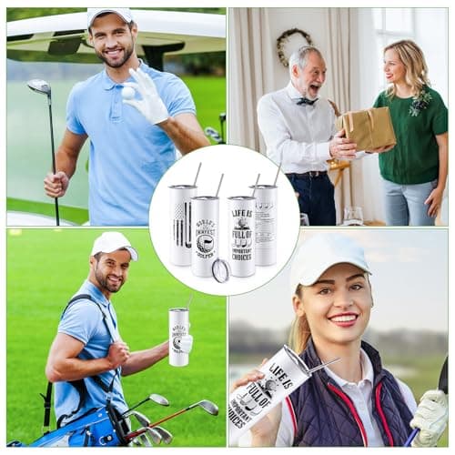 Patelai 4 Pcs Golf Tumbler Golf Gifts for Men 20oz Insulated Tumbler with Lid Straw Funny Coffee Cup Set, Dad, Husband, Golfer, Groomsmen, Birthday Gift for Him, Grandpa, Uncle, Boyfriend, Father