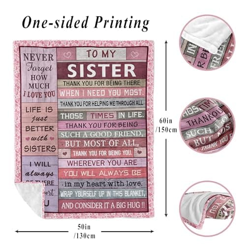 XALAZY Sister Gifts Blanket 50" X 60", Sister Birthday Gifts for Women, Big Sister Gifts for Girls, Sisters Gifts from Sis, Sis Christmas Prensent Throw
