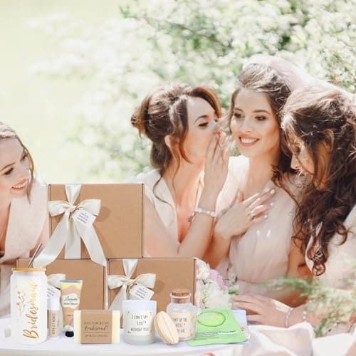 Bridesmaid Proposal Gifts, Bridesmaids Proposal Box Gifts for Wedding Day, Gift for Bridesmaids, Will You Be My Bridesmaid Gift with 16oz Glass Candle Hand Cream (10PCS)