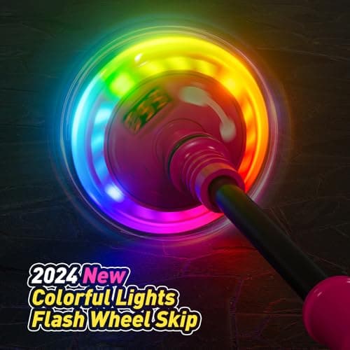 Flooyes Skip Ball for Kids, Ankle Skip Ball Toy with Counter, Timer and Cal Calculator, Girl Birthday Gifts for Age 6 7 8 9 10+, Rechargeable Colorful Flash Wheel Skip Ball for Girls Women