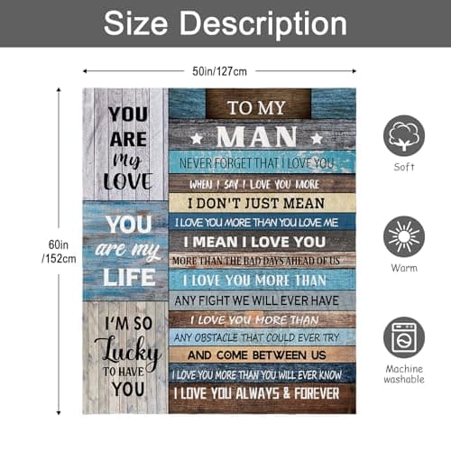 Gifts for Boyfriend/Husband, Boyfriend Birthday Gifts, I Love You Gifts for Him, Wedding Anniversary Birthday Gift for Men, 1 Year Anniversary Romantic Gift for Boyfriends, to My Man Blanket 60"X50"