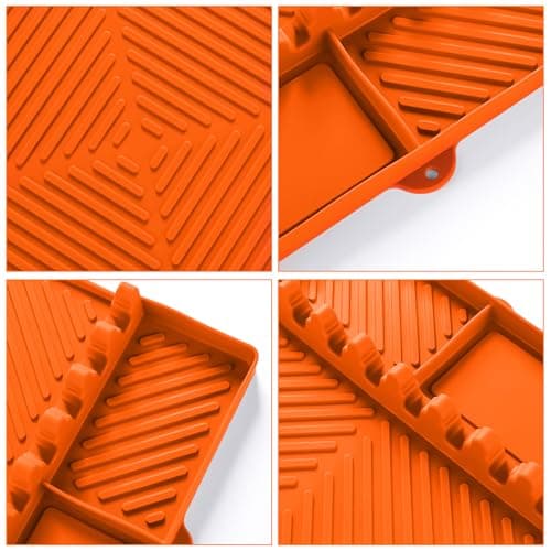 Silicone Griddle Tools Mat for Blackstone Weber Traeger Pit Boss - Side Shelf Spatula Mat with Drip Pad - Flat Top Grill Smoker Accessories for BBQ, Kitchen, Cooking, Countertop(Orange)