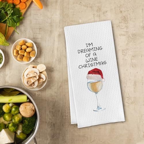 Christmas Wine Kitchen Towels - Hand, Dish, and Tea Towels for Wine Lovers - Funny Gift for Women - 16 X 24