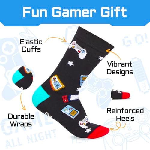Gamer Gifts for Teens Boys - Baseball Hockey Football Basketball Gifts, Gaming Socks for Adult, Kids 4-18 Years