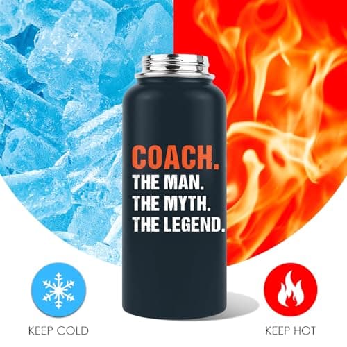 Coach Gifts - 32 Oz Coach Nutriton Facts Water Bottle, The Man The Myth The Legend - Christmas Birthday Cheer Coachs Gifts, Soccer Softball Basketball Swim Coachs Appreciation Gift for Him