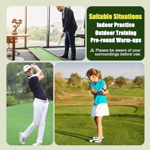 Retractable Golf Swing Training Aid, Golf Grip Trainer for Warm Up, Click Feedback Golf Swing Trainer for Improving Hitting Strength & Tempo, Ideal for Beginners, Indoor & Outdoor Practice