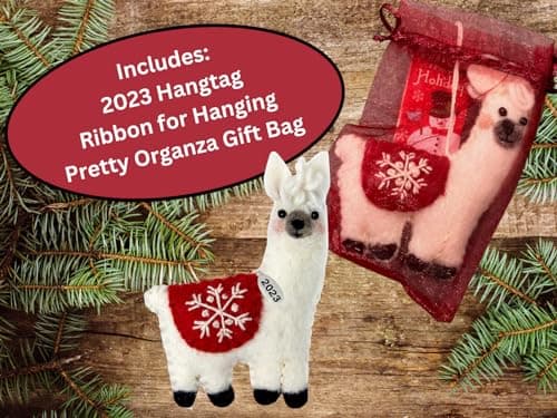 Llama Christmas Ornaments 2025, Felt Christmas Ornaments, Lama Gifts for Women, Fair Trade, Hand Made in Nepal - Comes in a Gift Bag