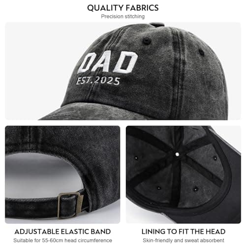 New Dad Gifts 2025, First Time Dad to be Hat, Adjustable Baseball Cap
