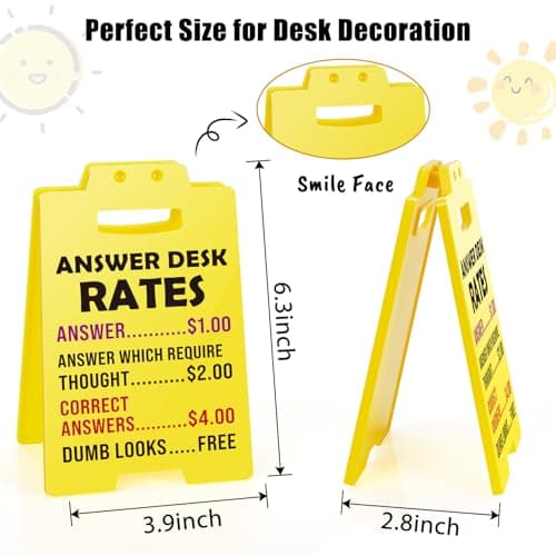 MBL Funny Office Decor Accessories - Answer Desk Rates, Gag Fun Cubicle Decoration Plaque Sign Gifts for Women Men Coworker Teammate Teacher Employee Bosses Appreciation Boss Day White Elephant