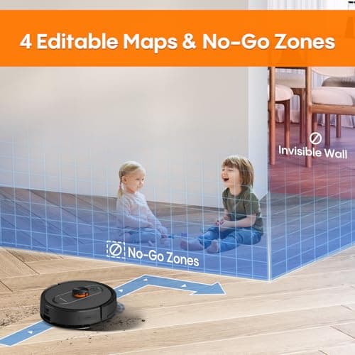 Robot Vacuum and Mop with Self-Emptying, 5000Pa Robotic Vacuum with Mapping, LiDAR Navigation, 90-Day Hands-Free Cleaning, Wi-Fi/App/Alexa Control, No-Go Zones,Ideal for Pet, Hard Floors, Carpet