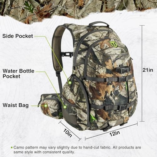 TIDEWE Hunting Backpack, Waterproof Camo Hunting Pack with Rain Cover, Long-Lasting Large Capacity Hunting Day Pack for Rifle Bow Gun (Next Camo G2)