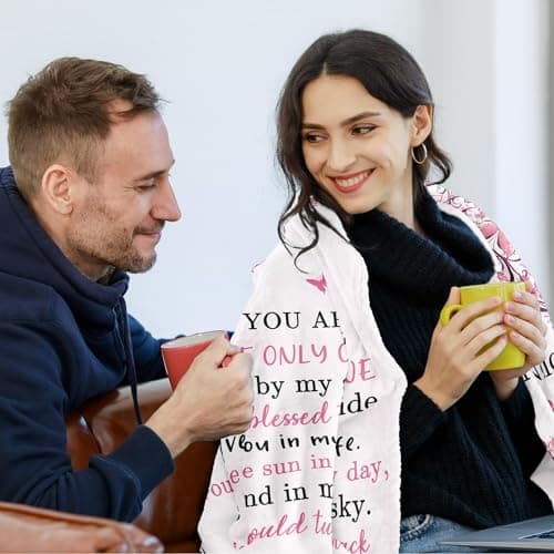 Gifts for Girlfriend, I Love My Girlfriend Birthday Gift, Cute Birthday Gift for Girlfriends Blanket 60"x 50", Best Gifts for GF, Romantic Anniversary Present for Her