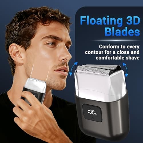 Electric Foil Shavers for Men: Mini Electric Razor with 3 Floating Blades, LED Display, Dual Speed - IPX7 Waterproof Wet/Dry Cordless Razor, USB Fast Charging, Travel Lock