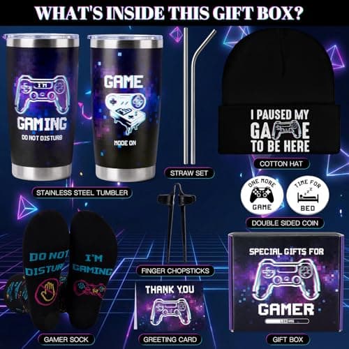 Gamer Gifts for Men Teens Boys, Cool Gaming Gift Bulk Set for Game Lover, Gaming Mugs, Teen Boy Gift Gaming Stuff, Birthday Valentine Christmas Gifts for Gamers Men Girl Boyfriend Husband Teenage Idea