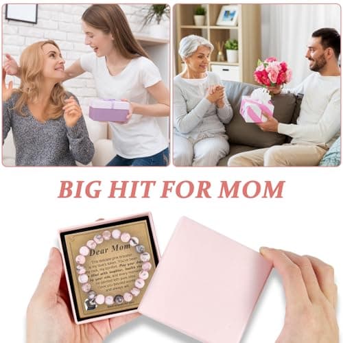 Gifts for Mom, Christmas Gifts for Mom Women, Stocking Stuffers for Women, Birthday Mothers Day gifts from Daughter Son, Unique Handmade Natural Stone Bracelet.