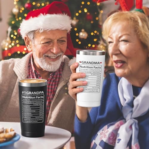 Lifecapido Gifts for Grandparents, 20oz Nutrition Facts Grandma Grandpa Tumbler Set, Grandparents Christmas Birthday Mothers Day Fathers Day Announcement Gifts for Grandma and Grandpa