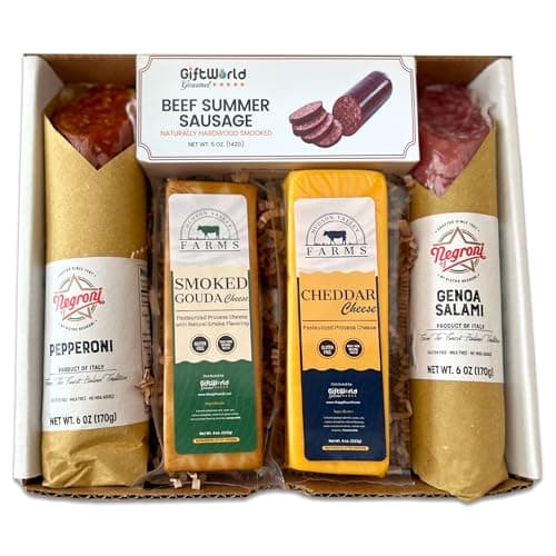 Charcuterie Food Items, Meat and Cheese Gift Basket Bundle – Salami, Summer Sausage - Charcuterie Board Food Gifts for Men - Father's Day, Mother's Day, Easter, House Warming, Care Package, Thanksgiving and Christmas Gifts