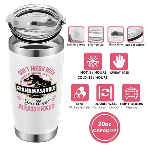 Grandma Gifts - Birthday Gifts for Grandma - Mothers Day, Christmas Gift Ideas for Grandmother from Grandchildren, Granddaughter, Grandson, Grandkids - 20 Oz Stainless Steel Tumbler
