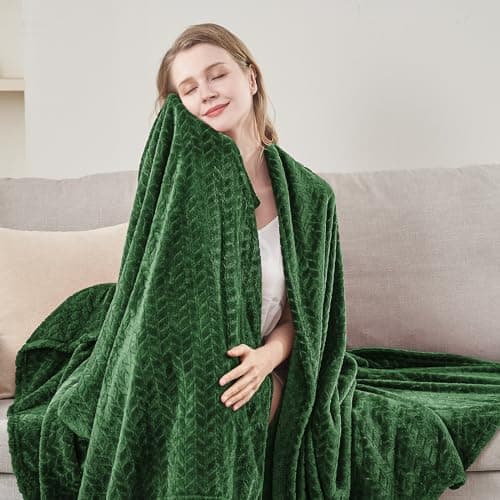 Inhand Fleece Throw Blankets, Super Soft Flannel Cozy Blankets for Adults, Washable Lightweight Blanket for Couch Sofa Bed Office, Warm Plush Blankets for All Season (50"×60", Green)