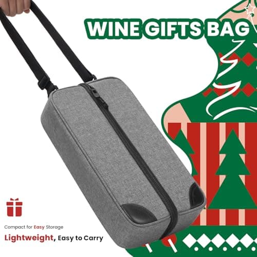 ALLCAMP Wine Bag - Insulated Cooler Bag with Wine Glasses, Bottle Opener & Wine Accessories for Wine Lovers - Portable Wine Gift Bag for Travel, Picnics, and Gift Ideas(Gray)