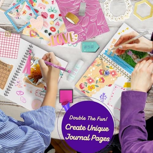 2-Pack DIY Journal Kit for Girls -Christmas Birthday Gifts for Girls 8 9 10 11 12 13 14 Years Old - Arts & Crafts for Teens Trendy Stuff - Scrapbook & Diary Supplies Toys Set