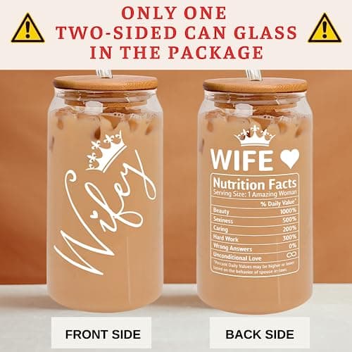 Gifts for Wife from Husband - Wedding Anniversary for Women, Birthday, Mothers Day, Christmas Wife Gifts for Her - Romantic Love Gift for Her - 16 Oz Can Glass