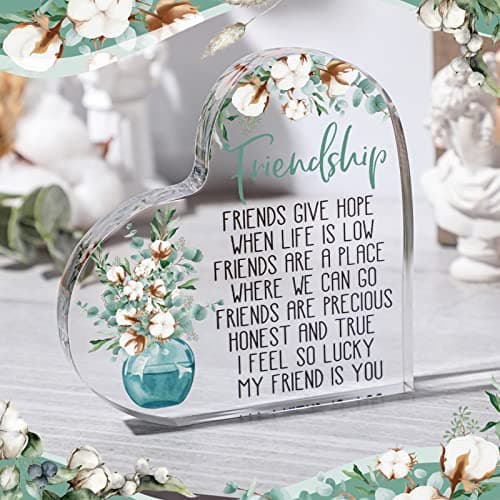 Spiareal Gift for Friend Friendship Women Friend Friendship Birthday Cheer up Gift Acrylic Heart Butterfly Keepsake Paperweight for Home Office Table Shelf(Classic)