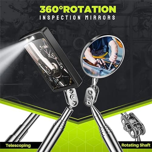 Telescoping Magnetic Pickup Tool Set, Inspection Mirror Telescoping, LED Flashlight, Cool Gadgets for Men, Gifts for Dad, Husband, Kids, Boyfriend, Magnet Stick