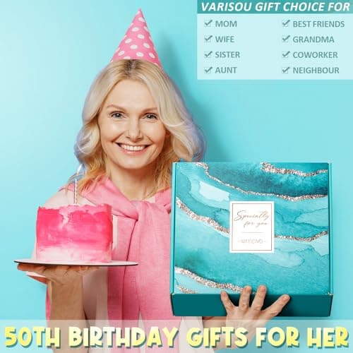 50th Birthday Gifts for Her, Fabulous 50th Birthday Gifts for Women, Cool Turning 50 Year Old Gifts 1975 Gifts, Unique Happy 50th Birthday Gifts Ideas for Her Mom Sister Friend Wife w/ Canvas Tote Bag