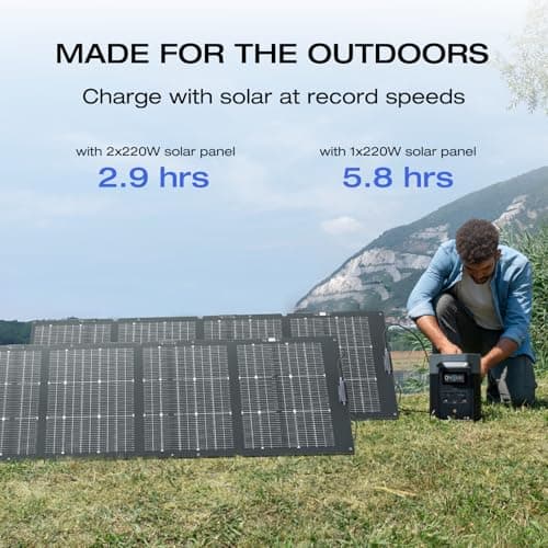 EF ECOFLOW Solar Generator DELTA2 with 220W Solar Panel, LFP(LiFePO4) Battery, Fast Charging, Portable Power Station for Home Backup Power, Camping & RVs