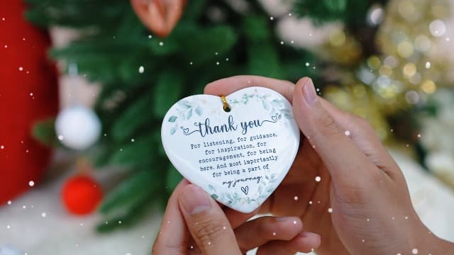 Gossby Heart-Shaped Thank You Ceramic Ornament - Appreciation Gift for Women - Thank You Gift for Coworker, Friend, Teacher, Boss, Employee - Car Hanging Decoration Ornament - Wine Bottle Decor