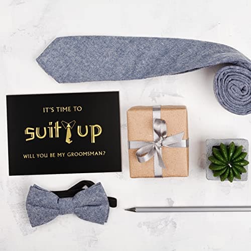 Zonon 8 Pcs Groomsmen Proposal Cards 7 Will You Be My Groomsman and 1 Best Man Card with Envelopes 5 x 7 Inch Suit up Funny Groomsmen Proposal Invitation Gifts for Wedding Supplies