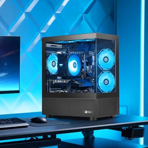 Gaming PC Desktop Computer,AMD Ryzen 5 5500 4.2 GHz,GeForce GTX 1660 Super 6GB,1TB NVMe SSD,16GB DDR4 3200MHz, Air Cooled Prebuilt,650W PSU,Windows 11 Home, Gamer PC, Black